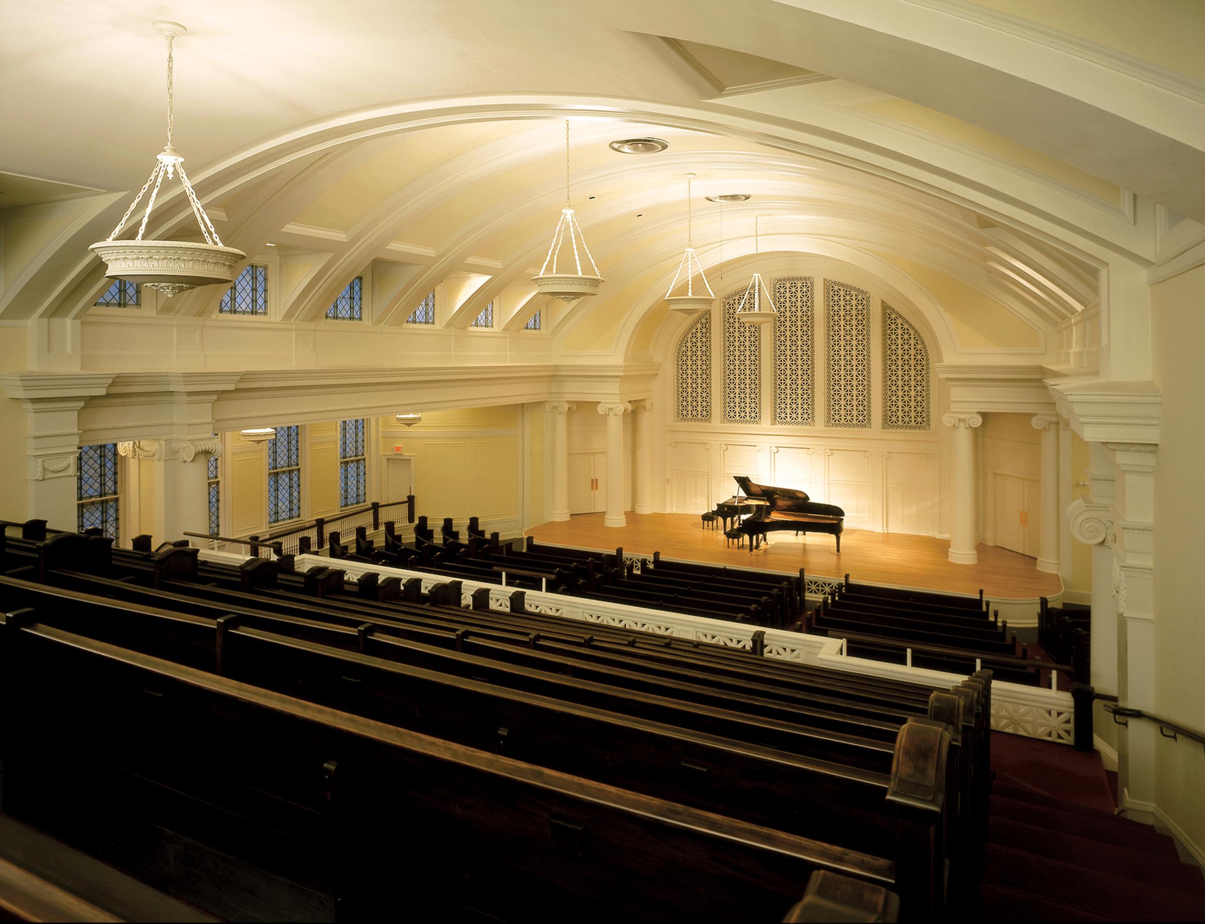 Interior Nichols Concert Hall - duo piano