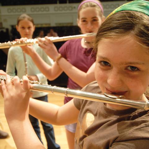 Music Institute of Chicago youth flute on stage at Nichols Concert Hall