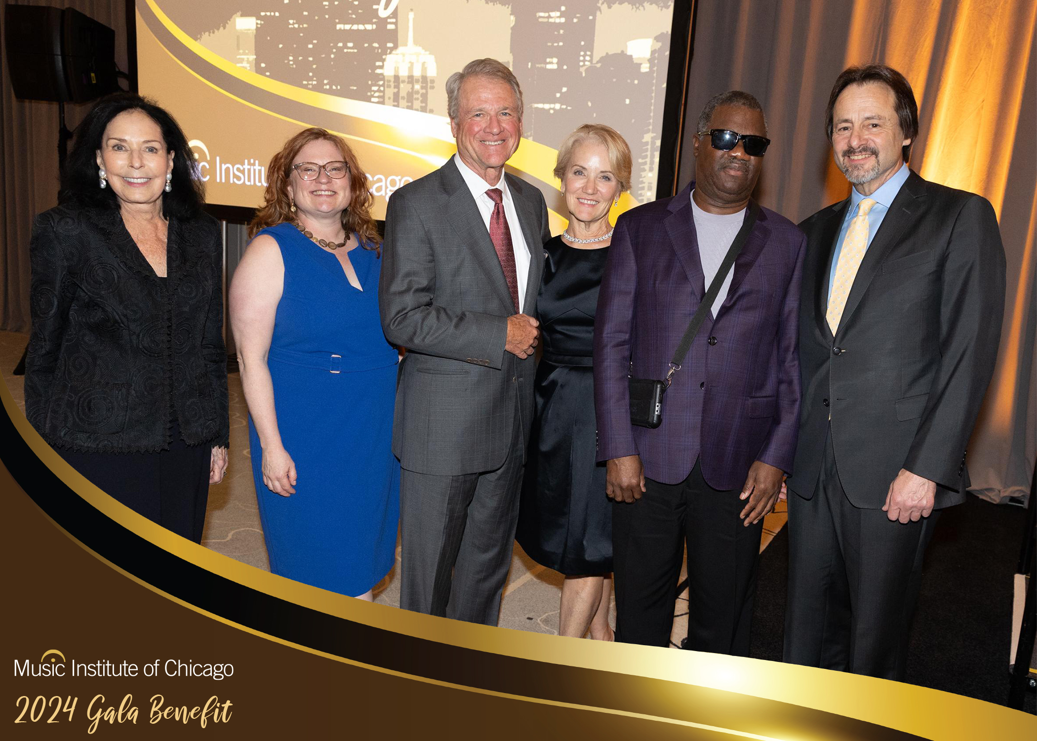 2024 Gala Honorees Erica Anderson, John and Fran Edwardson, and Marcus Roberts with Alexandra Nichols and Mark George